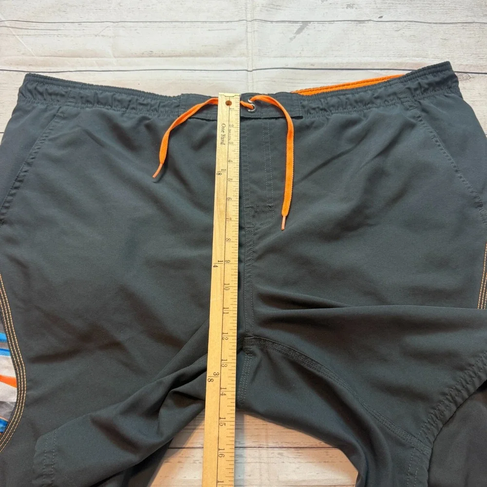 Nike Swim Trunks Fade Stripe Volley Black Orange‎ Swimsuit Shorts Men's Size 2XL